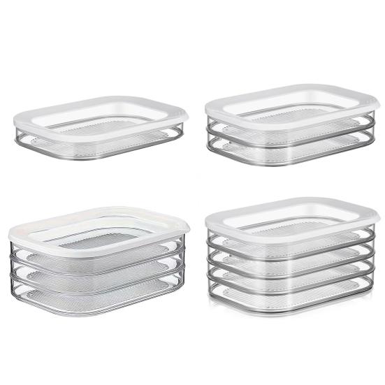 Crisper Box Stackable Design Transparent Food Storage Container with Sealed Lid Fruits Vegetables Meat Snacks Fridge Organization