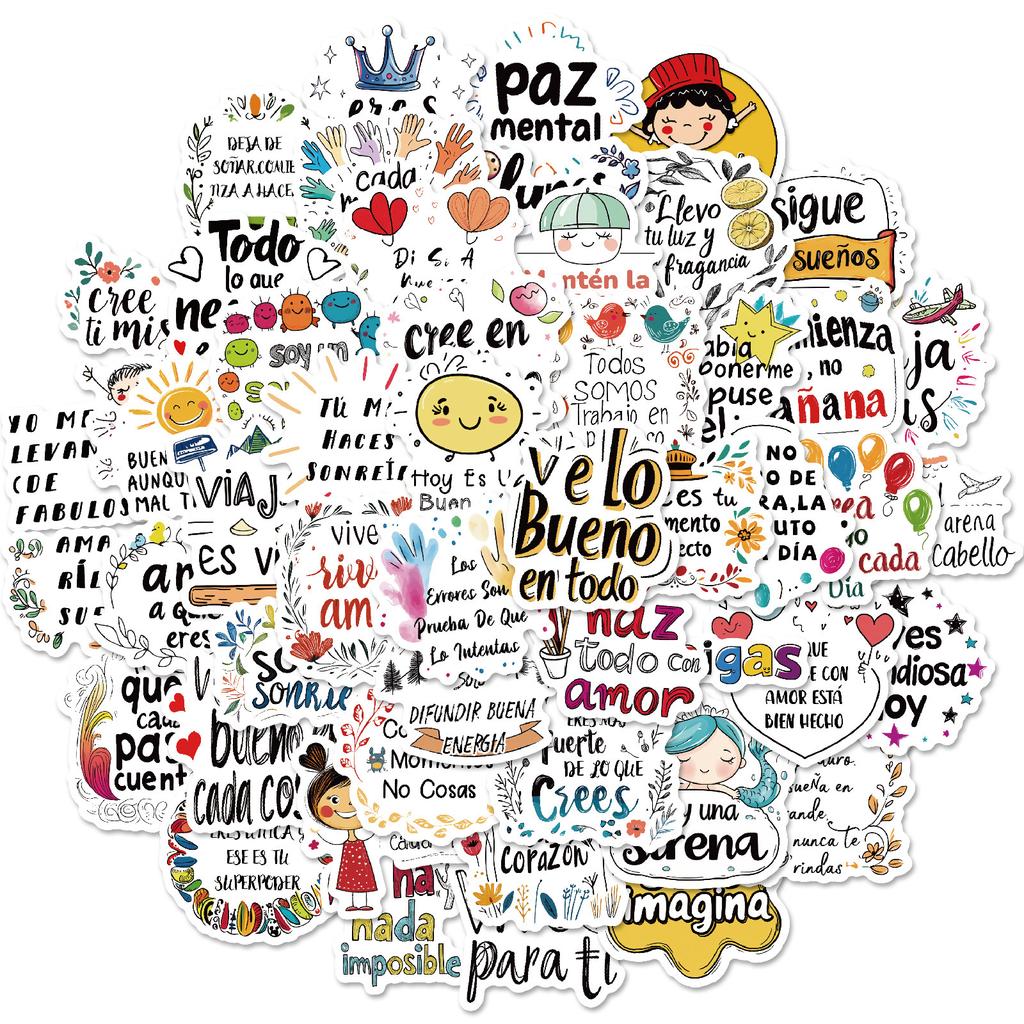 50New Inspirational Spanish Style Personalized Graffiti Stickers Suitable for Suitcases, Skateboards, Refrigerators, Laptops, Et