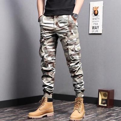 High Street Camouflage Overalls Men's Multi-Pocket Tights Small Foot Casual Pants