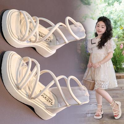 Girls' Princess Sandals, New Summer Styles, Fairy-tale-inspired High-top Roman Sandals, Soft-soled Beach Shoes for Older Girls