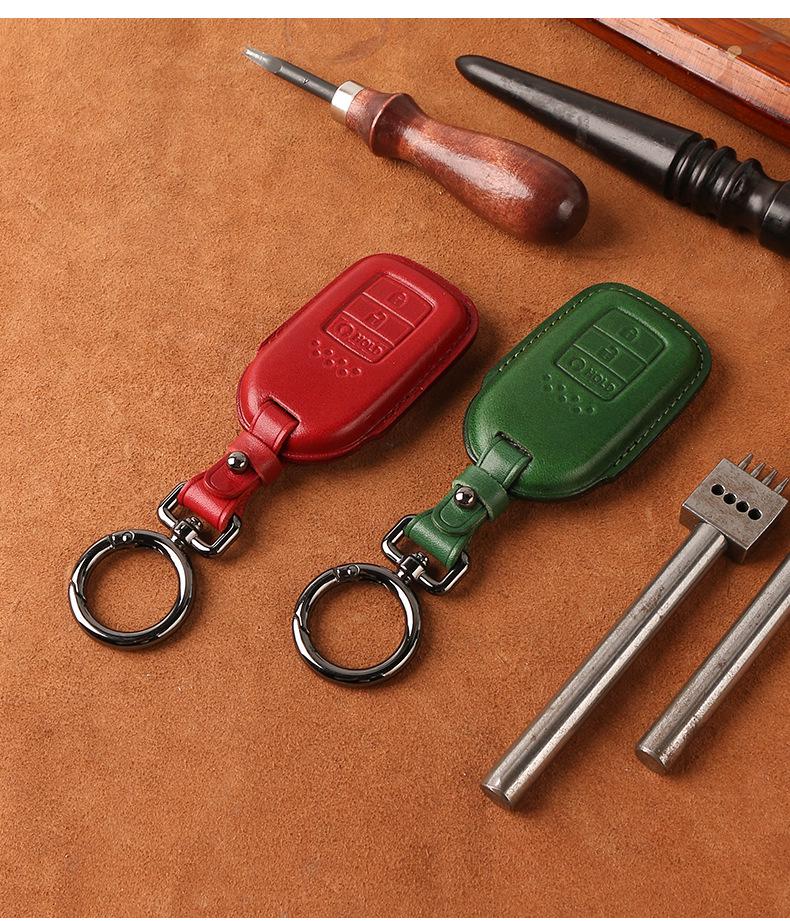 Genuine Leather Key Case for Honda Civic 11th Gen, Accord, Lingpai, Crown Road, CRV - Handmade Cowhide Key Bag