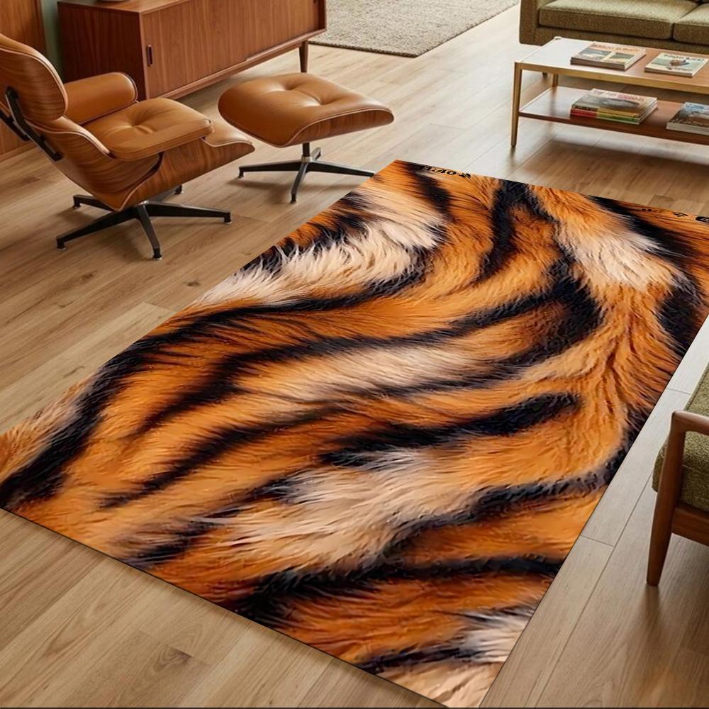 Tiger Stripe Pattern Close-up Non-Slip Home Carpet Design for Office Decor Living Room Bedroom Gift