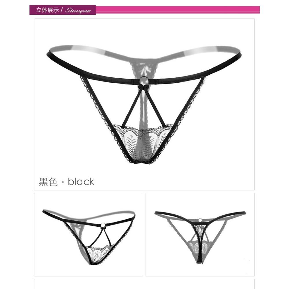 Hollow Sexy Thong Low Waist Transparent Lace Elastic Underwear Women's French Temptation Seamless T Pants 2154
