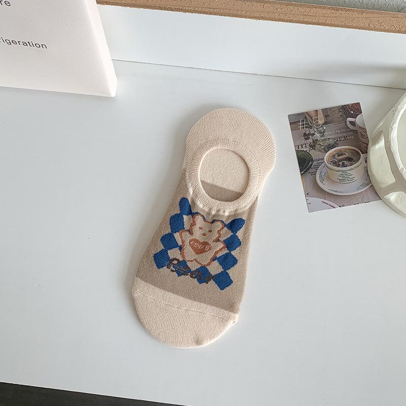

Женские мультяшные хлопковые носки, дышащие и не скатывающиеся, короткие носки, неглубокие силиконовые невидимые противоскользящие носки-лодочки 1 pair