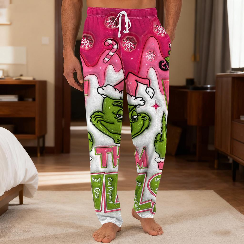 Men's Plain Knit Solid Pocket Casual Pants Home Pajama Pants