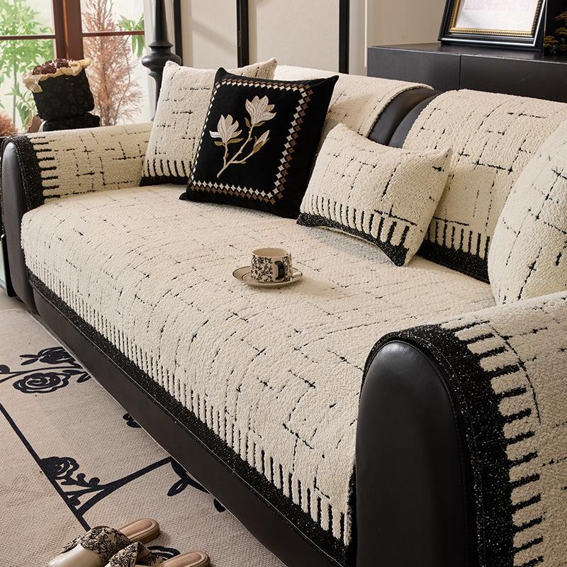 New Half-Edge Velvet Sofa Cushion, Light Luxury Style, Non-Slip And Dirt-Resistant Seat Cushion, Advanced Sofa Cover, Autumn And Winter Sofa Cover