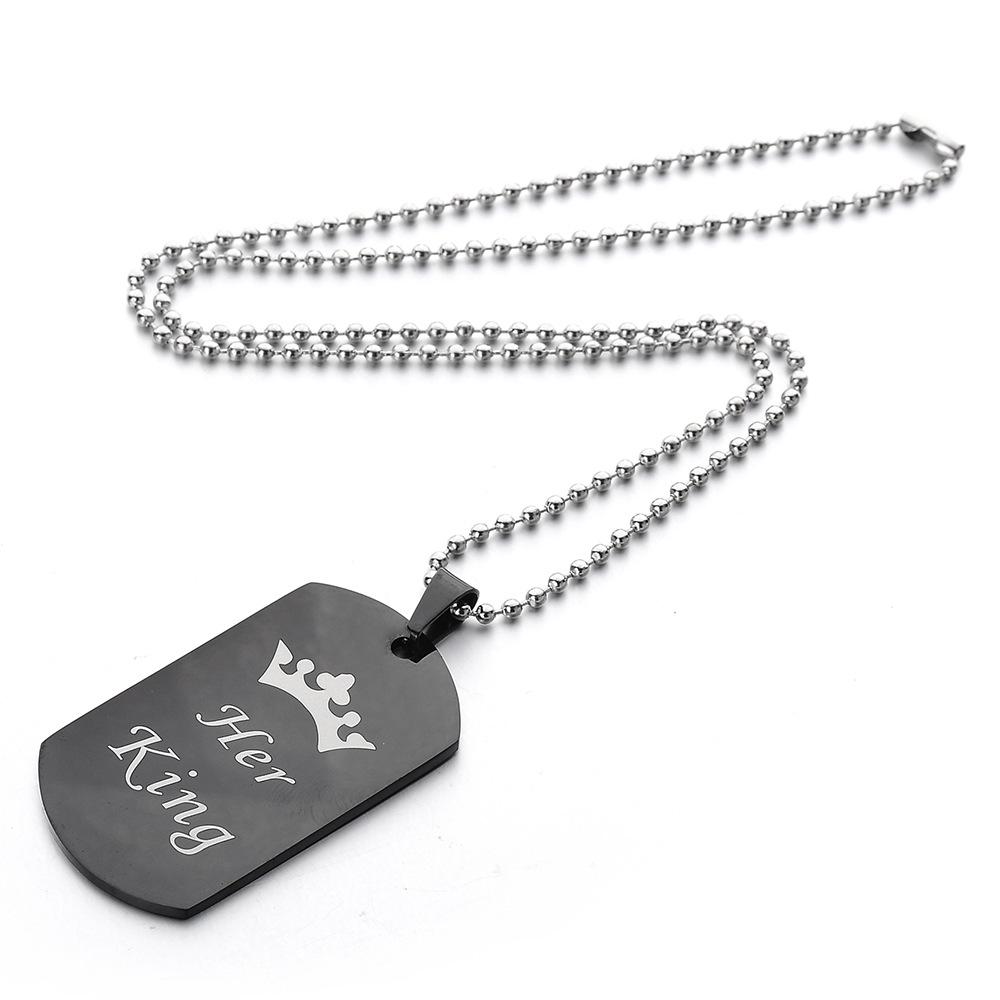His Queen, Her King Stainless Steel Necklace for Men and Women - New European and American Style