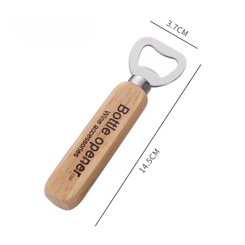 JOYBLISS 1PC Beer Bottle Opener Solid Wood Handle Stainless Steel Bottle Opener for Household Use
