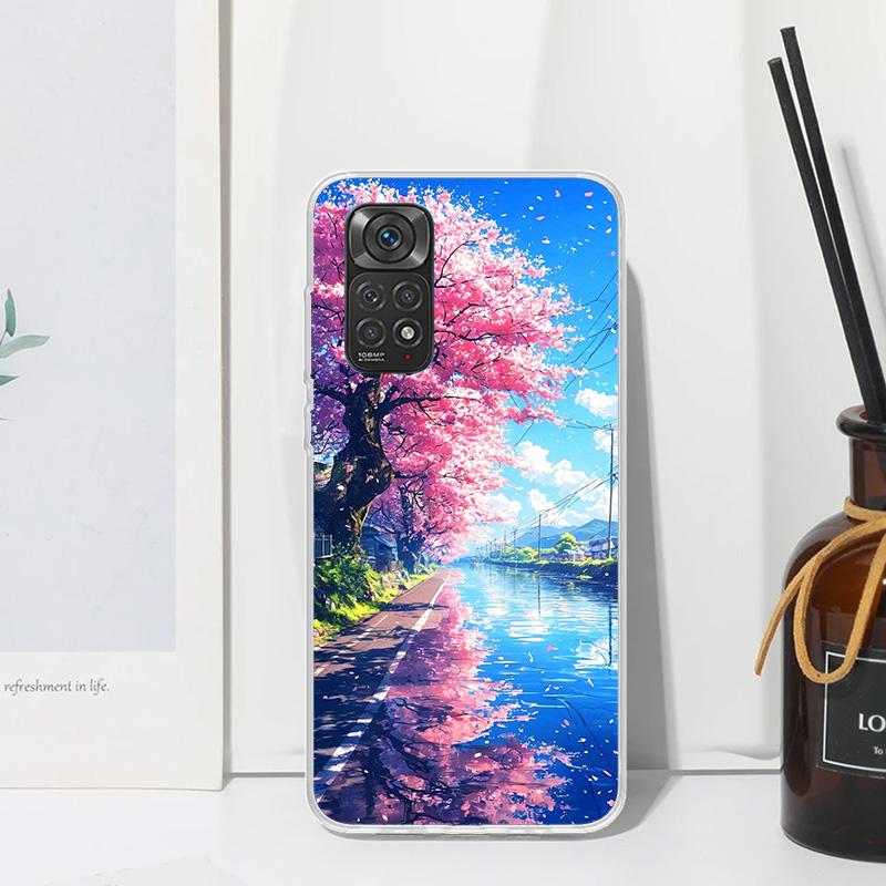 Japanese Cherry Mount Fuji Phone Case For Xiaomi Redmi Note 15 13 14S 14 Pro Plus 12S 11S 10S 12 11E 10 11T Art Fundas Back Cove