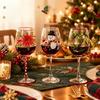Poinsettia Christmas Wine Glass 2D Hand Painted Red Wine Cup Clear Stemmed Cup  Christmas