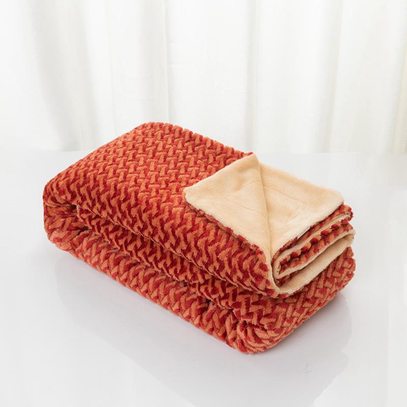 Jacquard Cationic Flannel Double-Layer Air Conditioning Nap Blanket