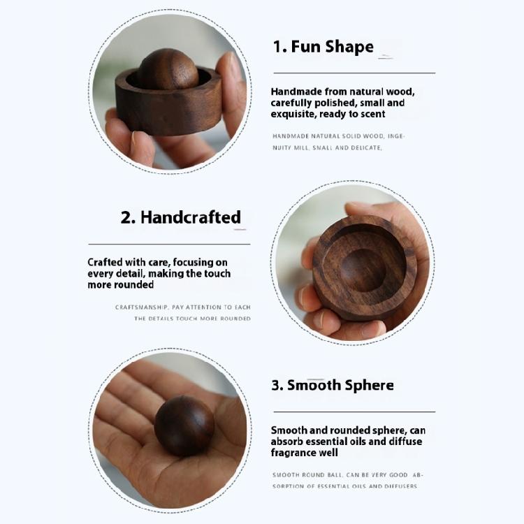Solid Wood Aromatherapies Diffuser Ball Reusable Essential Oil Dispenser Decoration For Home Office And Vehicle Use