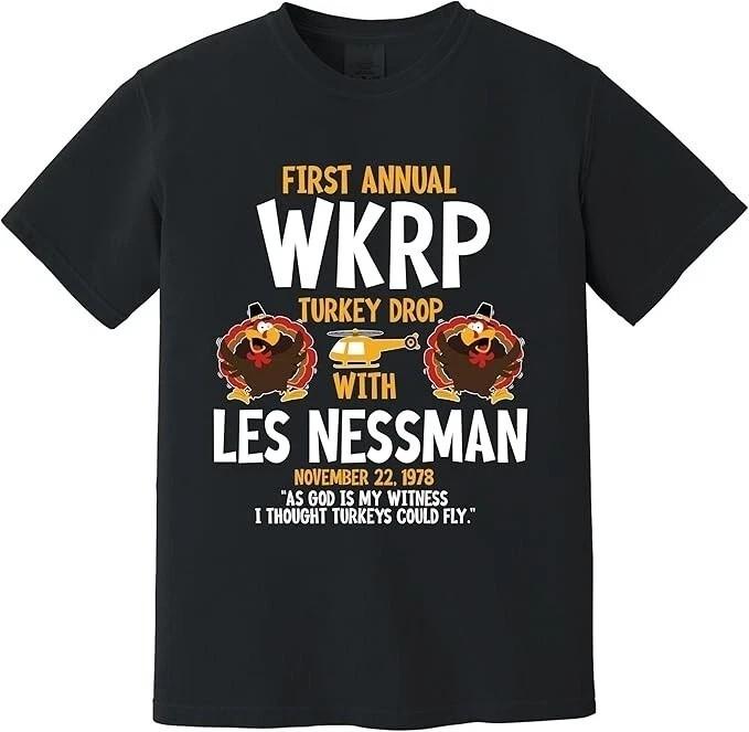 Первая ежегодная футболка WKRP  Сброс индейки  - Лес Нессман, смешная футболка на День благодарения 4XL