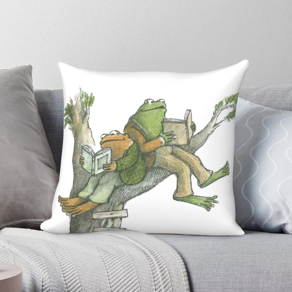 Frog And Toad Reading In Tree Pillowcase Polyester Linen Velvet Pattern Zip Decor Home Cushion Cover