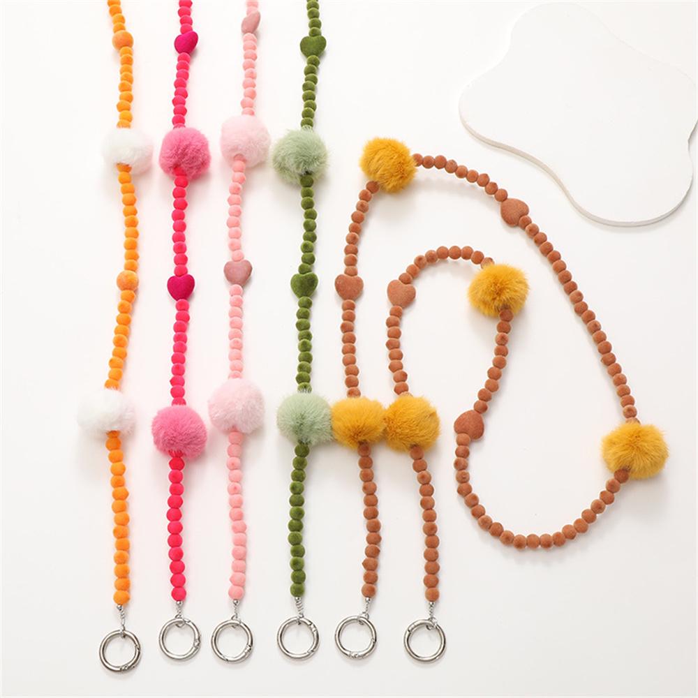 

Plant Velvet Beaded Phone Lanyard Stylish Crossbody Chain for Phone Case Coffee