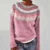 Europäischer & Amerikanischer Damen Lockerer Farbblock Rundhals Mode Pullover