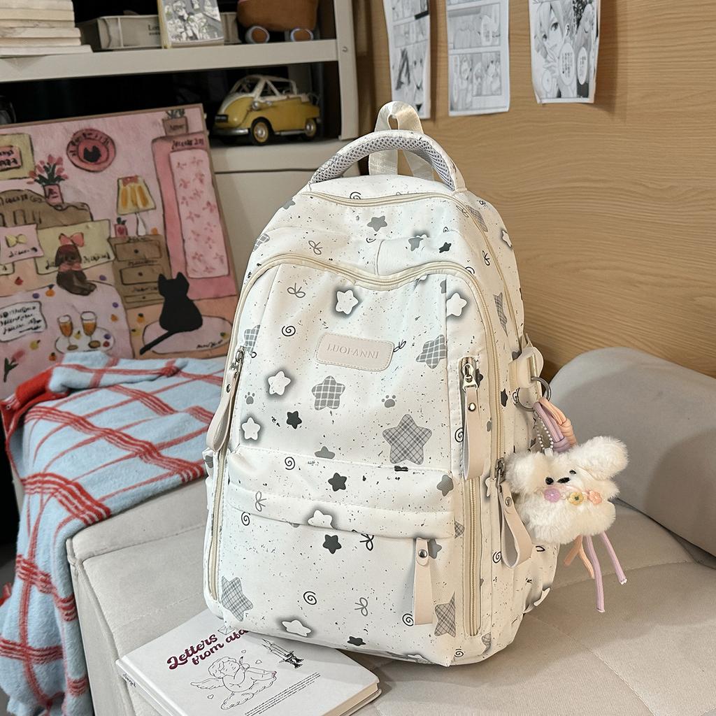 Schoolbag Japanese Ins New High-value Cute Casual Backpack Female Multi-compartment Junior High School Students Light and Sweet Backpack