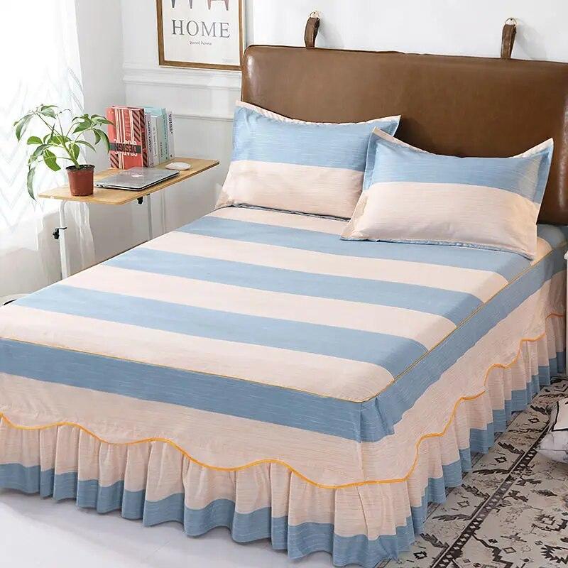 Queen Size Bed Sheets Set Princess Style Bedding Set Non-slip Bedspreads Dust-proof Mattress Cover Protector with Pillowcases