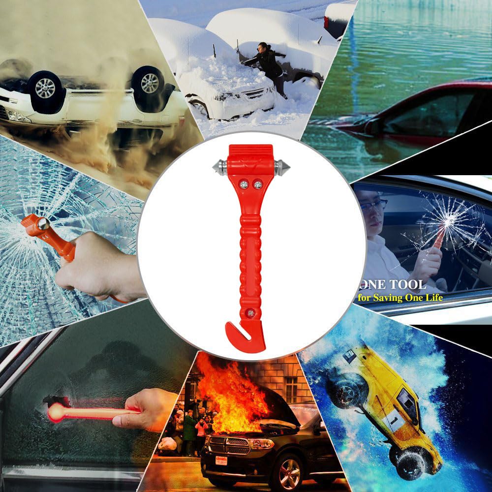 Emergency Escape Hammer + Car Escape Seat Belt Cutter, Escape Tool for Breaking Glass,