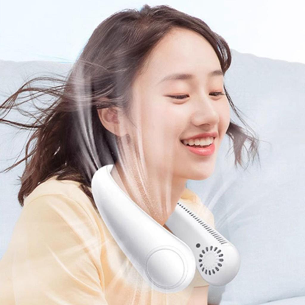 Neck Fan Portable Mini Fan USB Rechargeable Quiet Fan Outdoor Sports Bladeless Fan White