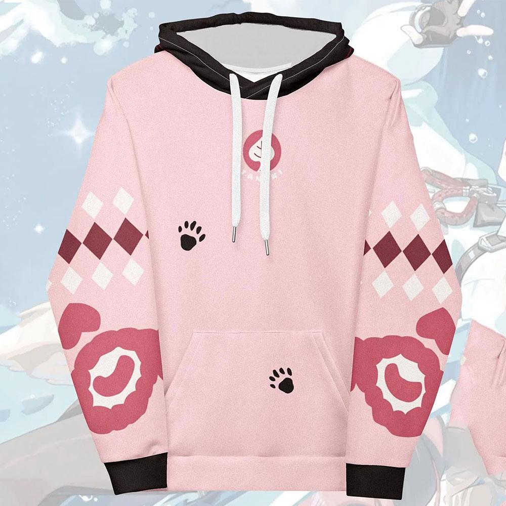 Bluzy z kapturem Cosplay Ukinami Yuzuha Gra Zenless Zone Zero Bluzy z nadrukiem 3D Bluza z długim rękawem i kieszenią Unisex