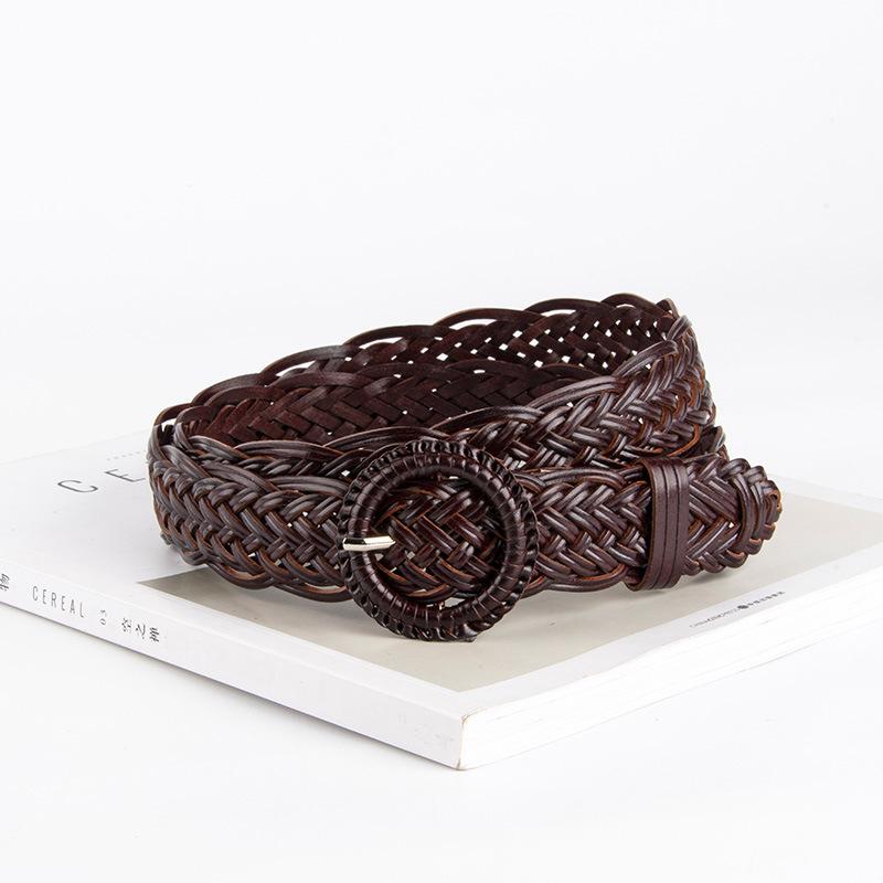 New Piercing-free Braided Belt Women's Decorative Suit Dress Waist-hugging Retro Belt Women's Style