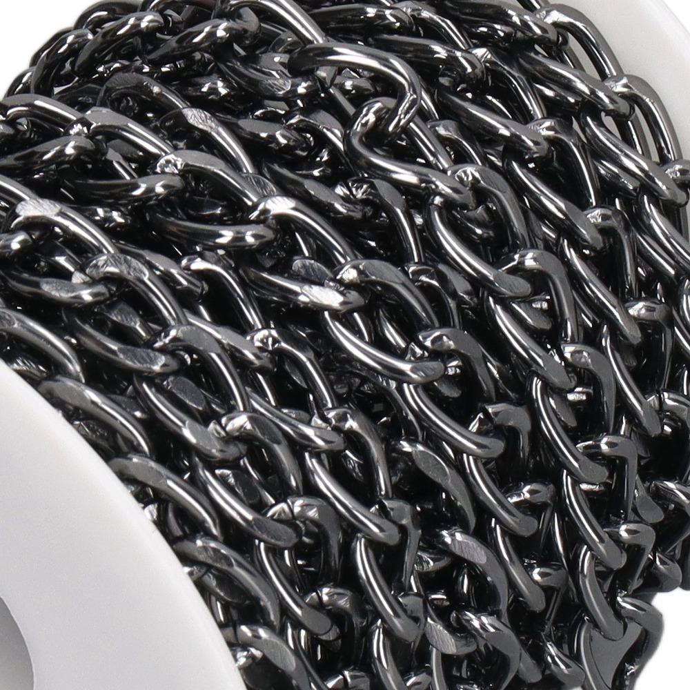 

Twisted Chain Curb Chain Black Plated Chain Spool Jewelry Tools Chain Roll Jewelry Making