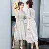 Polka dot dress women's summer new waist and thin V-neck fairy dress super fairy sweet long skirt