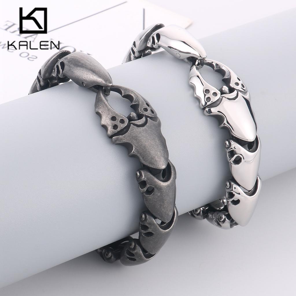 Vintage Heavy Crab Pliers Shaped Bracelet for Men Stainless Steel Men's Bracelets Punk Animal Jewelry Hapiship Boy Gifts