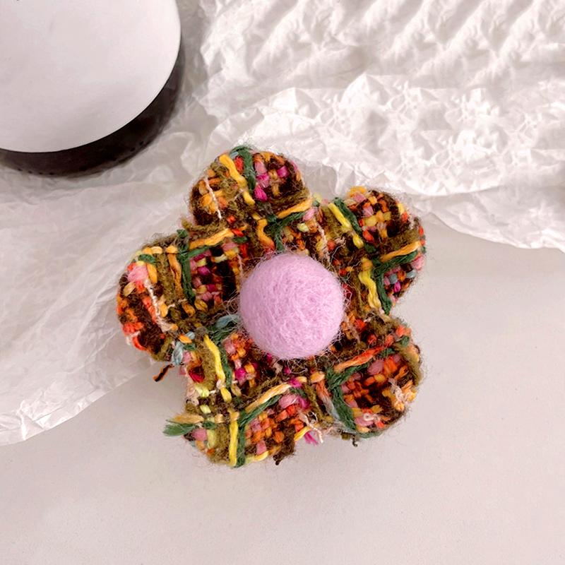 Flower Hair Clip Hair Accessories Woolen Hair Clip Ponytail Cartoon Hair Clip Sweet Felt Gripper Updo