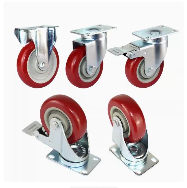 Universal Medium Heavy Duty Silent Polyurethane Swivel Brake Caster Wheel for Hand Trucks