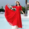 Abito in Chiffon Scollo a V Taglie Forti 2026: Abbigliamento da Spiaggia a Maniche Corte, Lunghezza Media, Sopra il Ginocchio