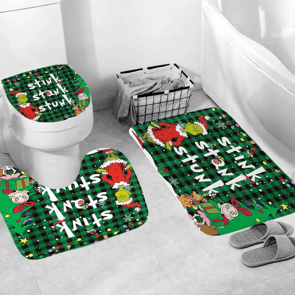 Digital Print Polyester Waterproof Shower Curtain Set Of Four - Gothic Bathroom Decor And Matching Accessories