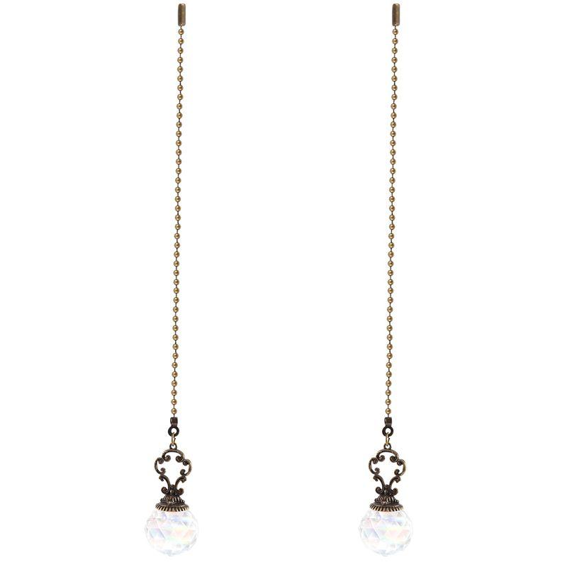 

AEE2-Set Of 2 Vintage-Style Clear Fan Pull Ceiling Fan Chain Pulls Crystal Prism Ball прозорий