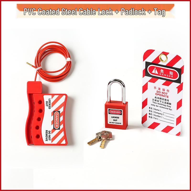 Adjustable PVC-Coated Stainless Steel Cable Lock with Hanger for Industrial Valves