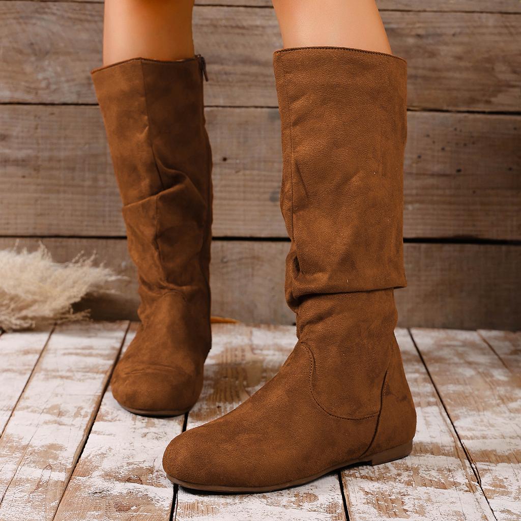 Übergrößen Schuhe für Damen 36-43 Herbst Frühling Mode Damen Plateau Bequem Rutschfest Wadenhohe Stiefel Freizeit Damenstiefel