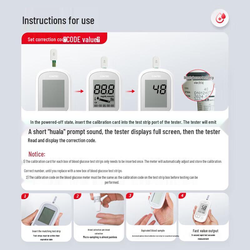 CONTEC CMS10E Blood Glucose Monitor Kit