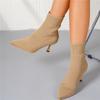 Women Knit Sock Ankle Boots Pointed Toe Thin High Heel Stretch Fabric Booties Fashion Slim Fit Short Boots for Party Daily Wear