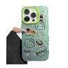 Full-screen Hello Kitty phone case for iPhone 16 Pro Max, cute cartoon design, 14/13/12/11, double-layered, colored silver.