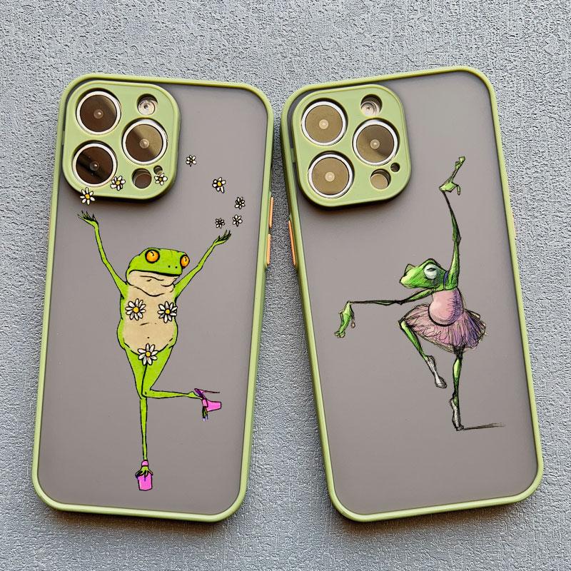 Dancing Big Mouth Frog Fun Phone Case For iPhone 13 12 11 Pro Max Mini 15 14 16 Pro Max X XR XS 7 8 Plus Cartoon Cute Phone Case