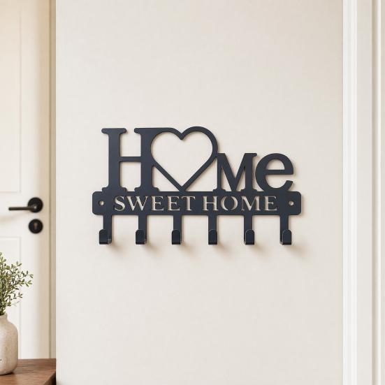 Metal Wall Mount Key Holder, Welcome Home Cat Dog Key Organizer Hook, Decorative Key Hanger Rack for Home Office Entryway