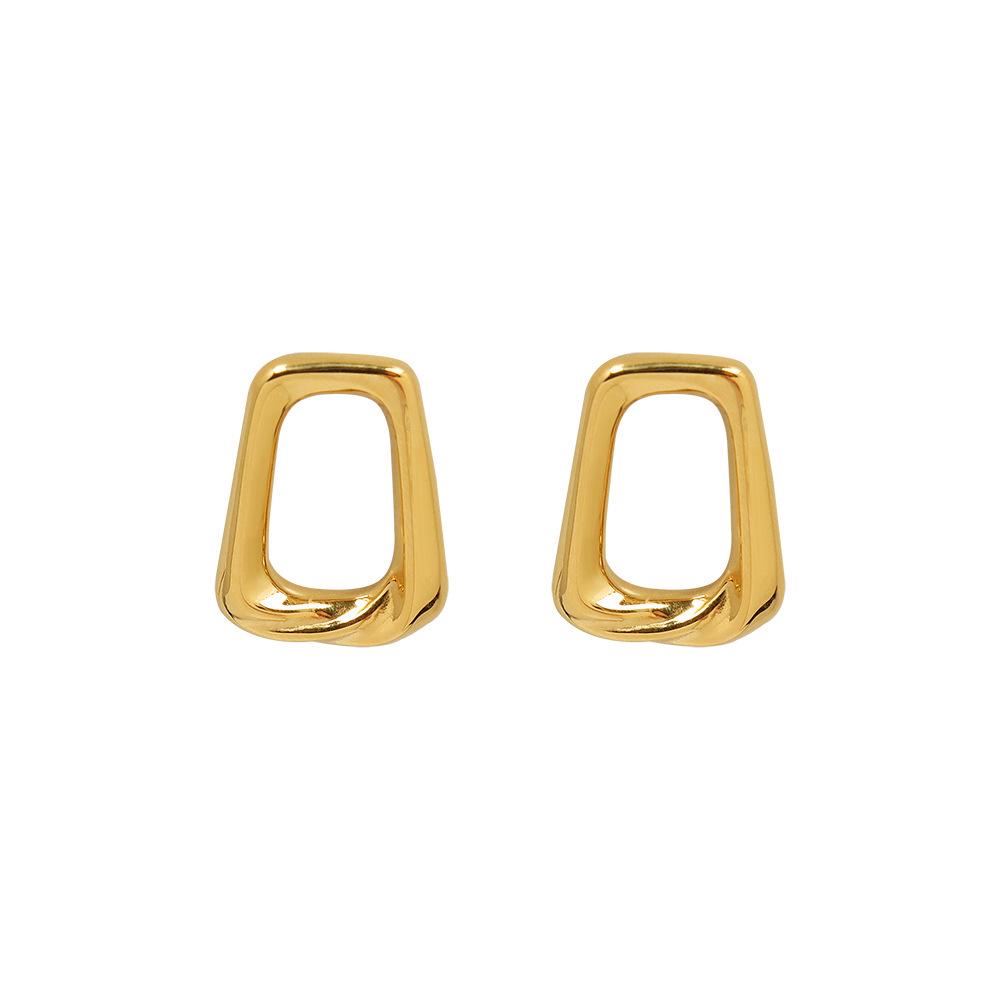 Marka French Geometric Square Necklace & Clavicle Chain Set with 18k Gold Titanium Steel Earrings Studs
