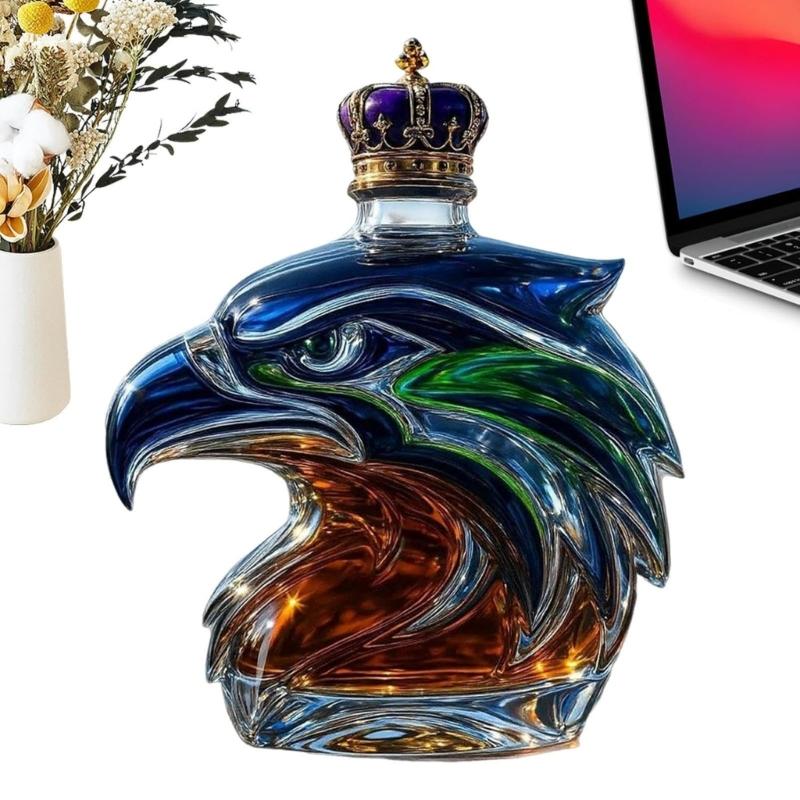 Handcrafted Crystal Glass Multifunctional Beverage Dispenser Feature Artistic Seahawk Shape Ideal For Home Pubs Decors