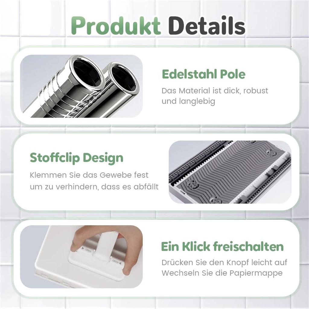Mopp mit Druckklemmsystem, kein Händewaschen, Ein-Knopf-Wechsel, automatisches Klemmtuch