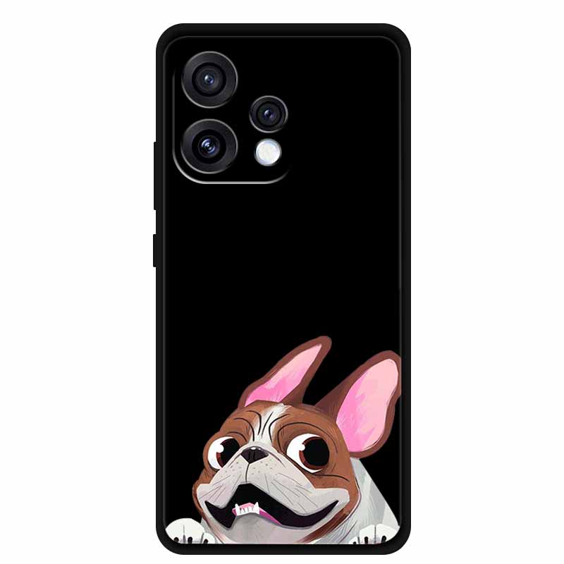 For Oppo Reno15 5G Case Flower Black Silicone Soft Protective Back Covers For Oppo Reno 15C 2025 Phone Case Coque Cartoon Shells