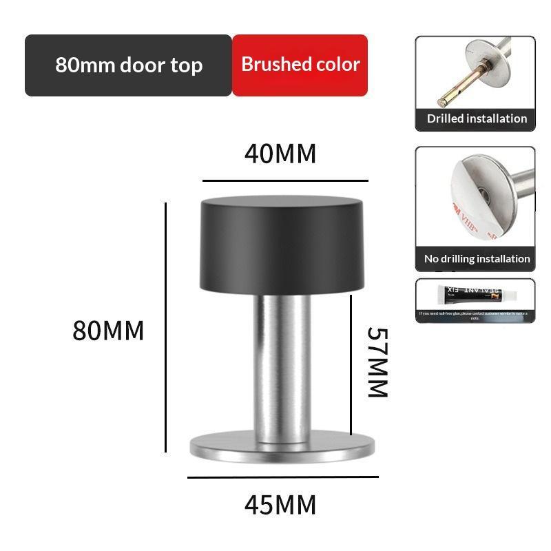 Robuster Edelstahl-Türstopper Weicher Gummipuffer Kein Bohren Rutschfester Türstopper für Schlafzimmer Büro Geschäftsräume