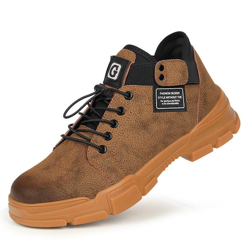 Labor Insurance Shoes Men's Anti-smashing and Anti-piercing Steel Head Rubber Sole Wear-resistant Safety Protection Work Shoes High-top Protection
