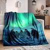 1pc Penguin Aurora Blanket, Lightweight Flannel Throw Blanket for Sofa, Bed, Travel, Camping, Living Room, Office, Couch, Chair, and Bed