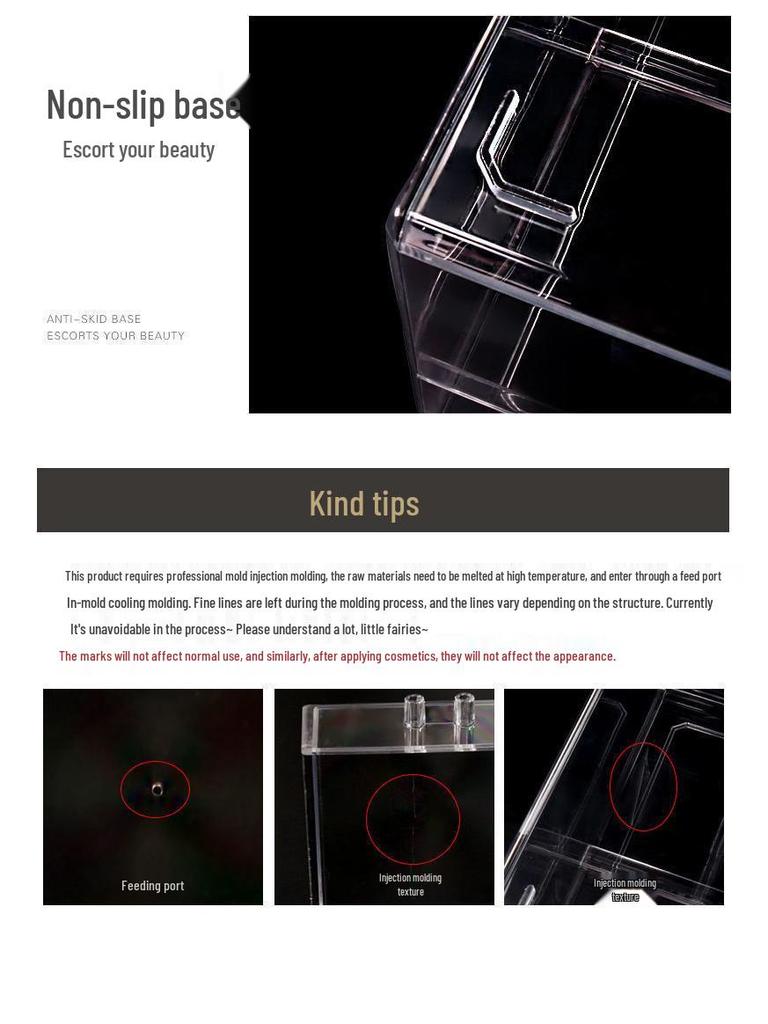 Organizator cosmetic transparent rezistent la praf cu capacitate mare pentru rujuri și produse de îngrijire a pielii