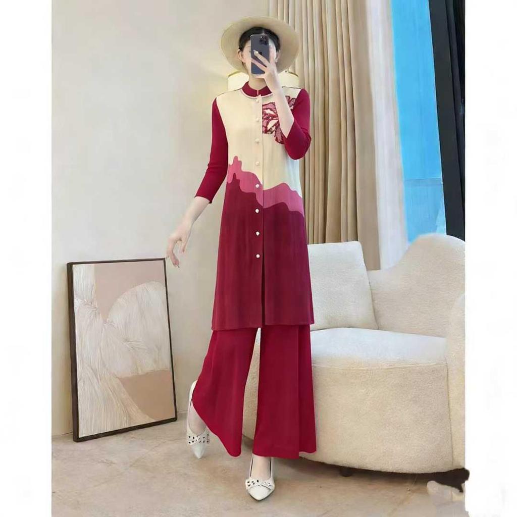 Elegant European-African Plus Size Cardigan & Wide-Leg Pants Two-Piece Set